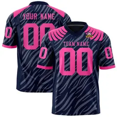 Navy Gray Tiger Stripe Graffiti Pattern Football Jersey 1