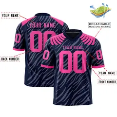 Navy Gray Tiger Stripe Graffiti Pattern Football Jersey 2