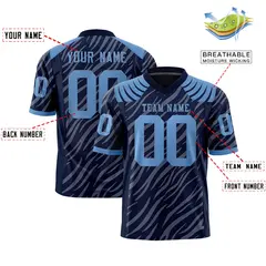 Navy Gray Tiger Stripe Graffiti Pattern Football Jersey 2