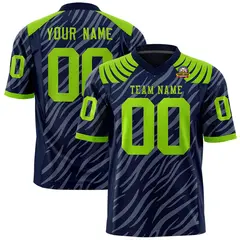 Navy Gray Tiger Stripe Graffiti Pattern Football Jersey 1