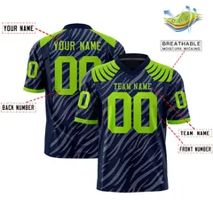Navy Gray Tiger Stripe Graffiti Pattern Football Jersey 2