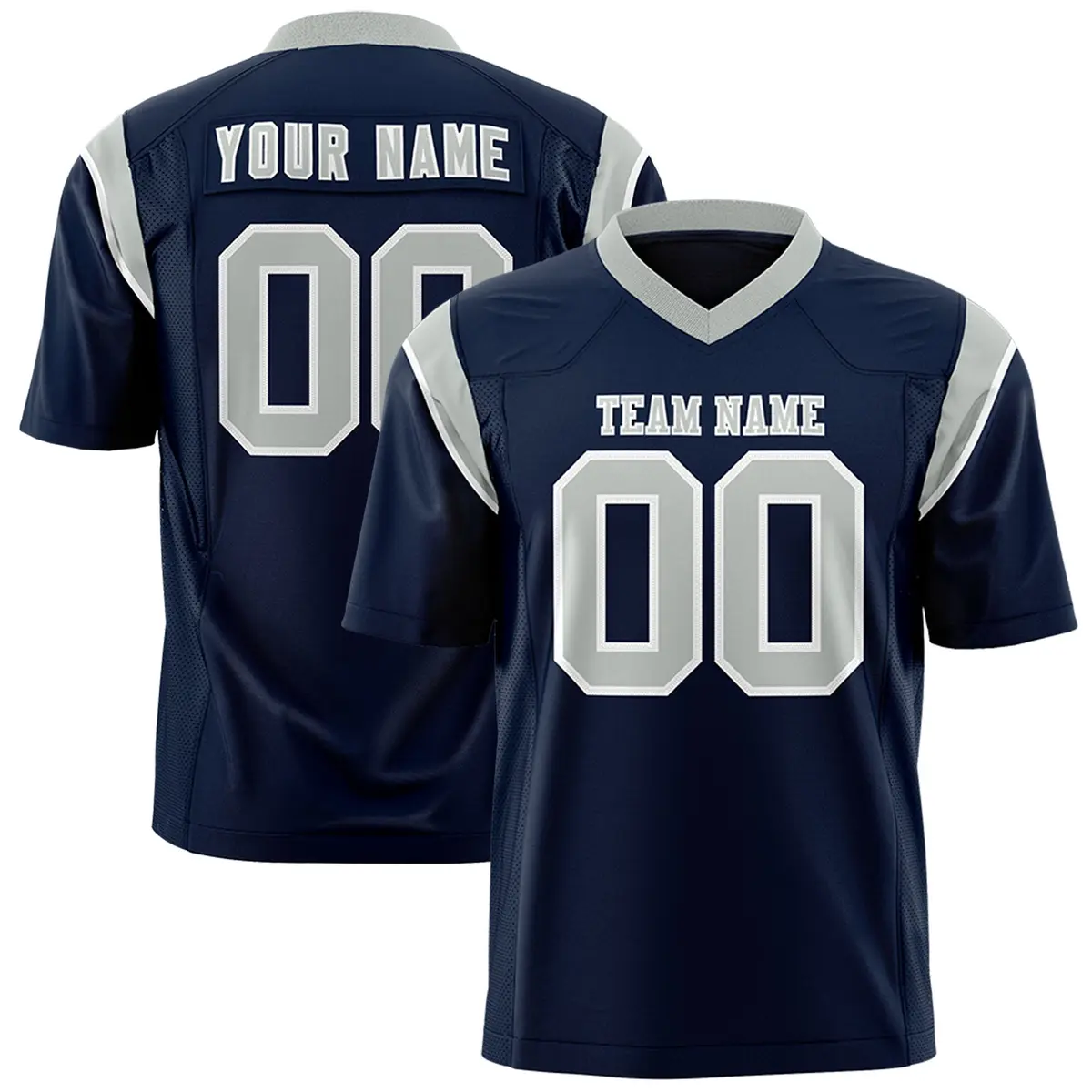Navy Gray Two-Tone Shoulder Cut Flag Football Jersey