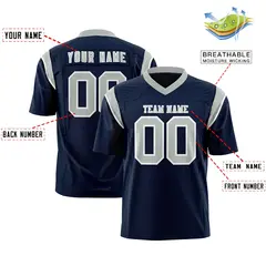 Navy Gray Two-Tone Shoulder Cut Flag Football Jersey 2