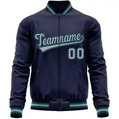 Navy Gray Varsity Full-Zip Letterman Baseball Jacket 5