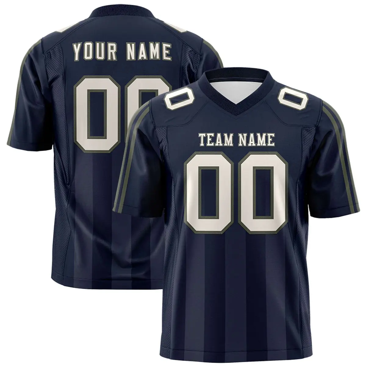 Navy Gray Vertical Fine Stripe Gradient Football Jersey