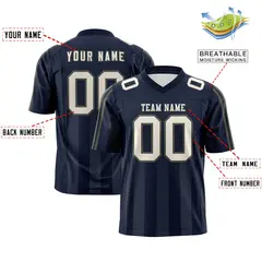 Navy Gray Vertical Fine Stripe Gradient Football Jersey 2