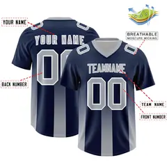 Navy Gray Vertical Gradient Stripe Team Football Jersey 2