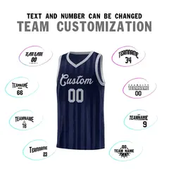 Navy Gray Vertical Stripe Basketball Team Jersey 3