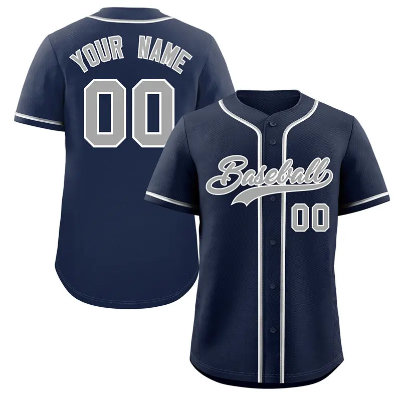 Navy Gray-White Authentic Classic Baseball Jersey