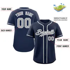 Navy Gray-White Authentic Classic Baseball Jersey 2