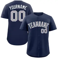 Navy Gray-White Bull Classic Authentic Baseball Jersey 1