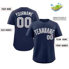 Navy Gray-White Bull Classic Authentic Baseball Jersey 2