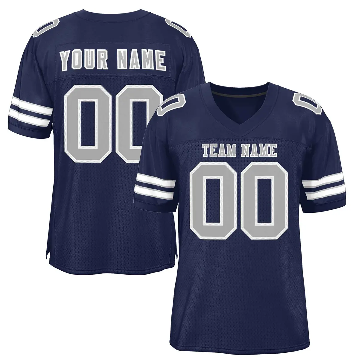 Navy Gray-White Classic Style Authentic Football Jersey