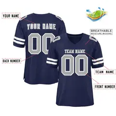 Navy Gray-White Classic Style Authentic Football Jersey 2