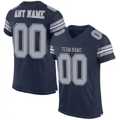 Navy Gray-White Classic Style Mesh Football Jersey 1