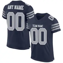 Navy Gray-White Classic Style Mesh Football Jersey 1
