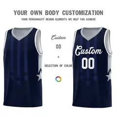 Navy Gray White Gradient Star Graffiti Basketball Jersey 3