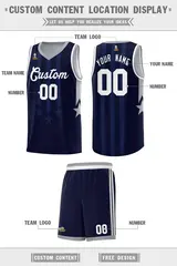 Navy Gray White Gradient Star Graffiti Basketball Jersey 5
