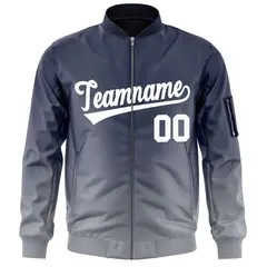 Navy Gray-White Gradient Varsity Full-Zip Letterman Bomber Jacket 3