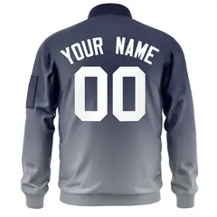 Navy Gray-White Gradient Varsity Full-Zip Letterman Bomber Jacket 4
