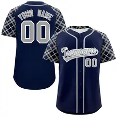 Navy Gray-White Raglan Sleeves Authentic Baseball Jersey