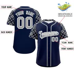 Navy Gray-White Raglan Sleeves Authentic Baseball Jersey 2