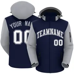 Navy Gray-White Raglan Sleeves Waterproof Jacket 1