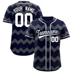 Navy Gray White Ripple Authentic Baseball Jersey 1