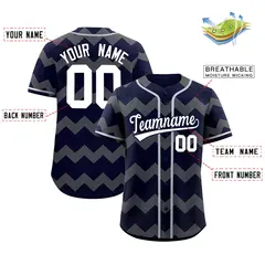 Navy Gray White Ripple Authentic Baseball Jersey 2