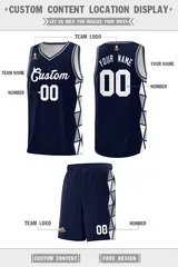Navy Gray-White Side Triangle Splicing Basketball Jersey 2