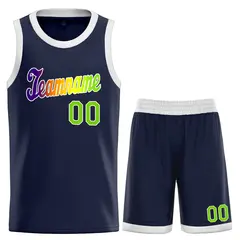 Navy Green Classic Sets Basketball Jersey 1