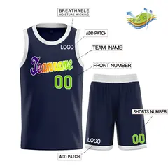 Navy Green Classic Sets Basketball Jersey 3