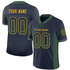 Navy Green-Gold Drift Fashion Mesh Football Jersey 1