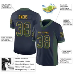Navy Green-Gold Drift Fashion Mesh Football Jersey 2