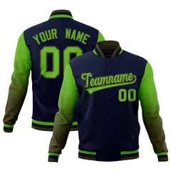Navy Green Olive Gradient Varsity Raglan Letterman Jacket 1