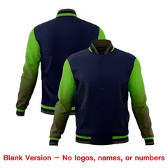 Navy Green Olive Gradient Varsity Raglan Letterman Jacket 7