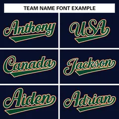 Navy Green-Orange Classic Varsity Full-Snap Letterman Jacket 5