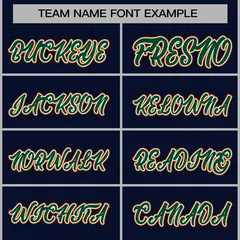 Navy Green-Orange Classic Varsity Full-Snap Letterman Jacket 5