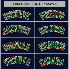 Navy Green-Orange Classic Varsity Full-Snap Letterman Jacket 5