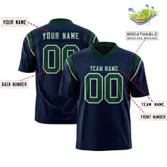 Navy Green Shoulder Cut Two-Tone Flag Football Jersey 2