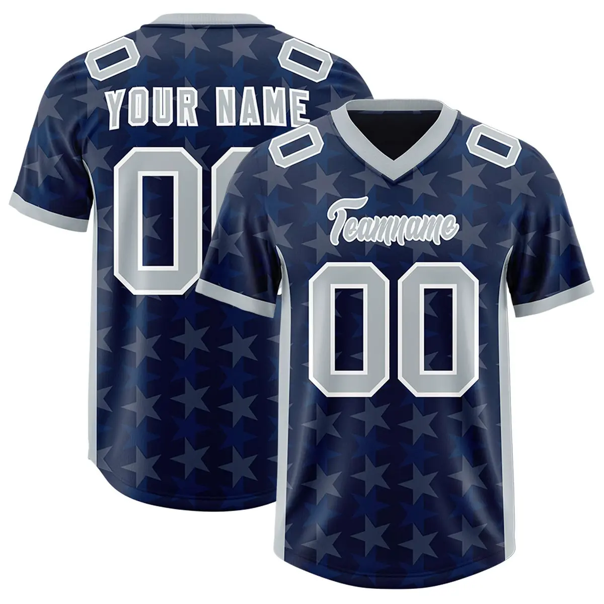 Navy Grey All Star Graffiti Pattern Football Jersey