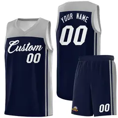 Navy Grey Classic Sets Basketball Jersey 1