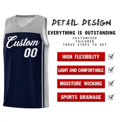 Navy Grey Classic Sets Basketball Jersey 2
