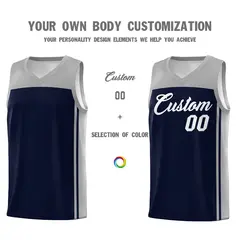 Navy Grey Classic Sets Basketball Jersey 3