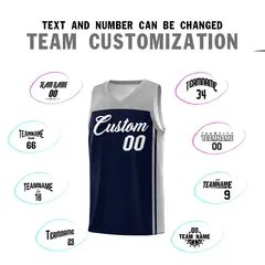Navy Grey Classic Sets Basketball Jersey 4