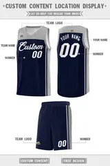 Navy Grey Classic Sets Basketball Jersey 5