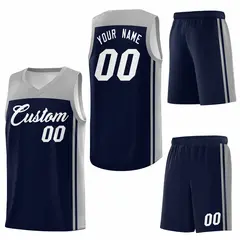 Navy Grey Classic Sets Basketball Jersey 6