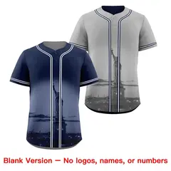 Navy Grey Reversible City Graffiti Wrinkle-Resistant Baseball Jersey 8