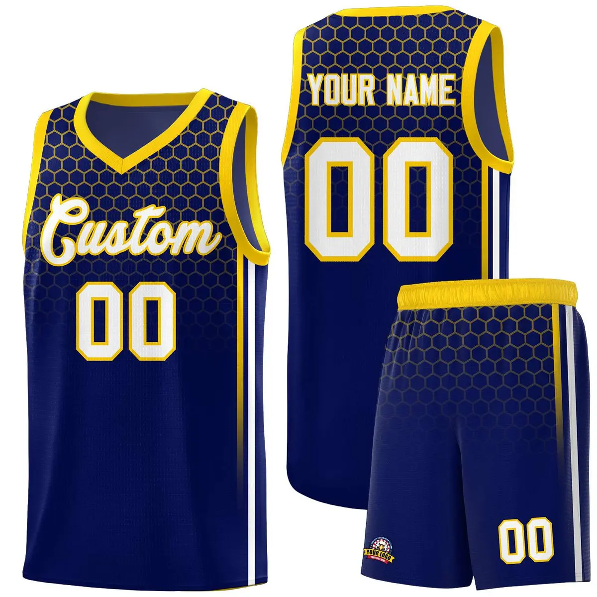 Navy Honeycomb Pattern Sports Uniform Basketball Jersey