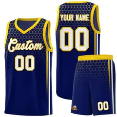 Navy Honeycomb Pattern Sports Uniform Basketball Jersey